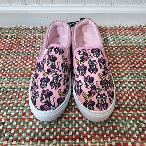 New Disney Pink Girl's Low Top Minnie Mouse Slip-on Shoes Kids' Size 3